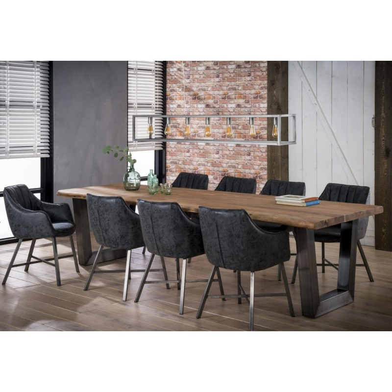 ZI Dining black chair striped steel legs